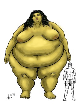 ray-norr: Ogress from my “Strange Lovers” drawings. Human doodle for scale.  Practicing with my tablet. 