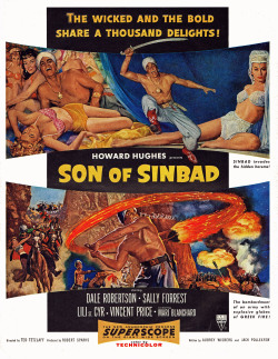 dtxmcclain:  Film poster for Howard Hughes&rsquo; 1955 movie: &lsquo;Son Of Sinbad&rsquo;, which featured Lili St. Cyr in a starring role.. As well as cameos with popular Burlesque dancers: Nejla Ates and Kalantan.. 