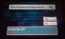 North Americans, you can get a shiny Rayquaza right now on ORAS ! Just go to Mystery Gift and choose get gift from internet ~