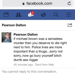 thickmamifromthenorth:unite4humanity:whitetears365:Hmmmm racist cops are trash.  whitetears365 Can you link me to the Facebook account please?This shit needs to be reblog get, reposted, redistributed every goddamned time you see it. Cops really do believe