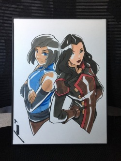 d-tor: I finally got my Korra and Asami commission from Edwin Huang framed! He’s a fan of Legend of Korra! He drew this for me at Anime Expo 2017, but couldn’t get it framed until now because it was drawn on paper with awkward dimensions. So here