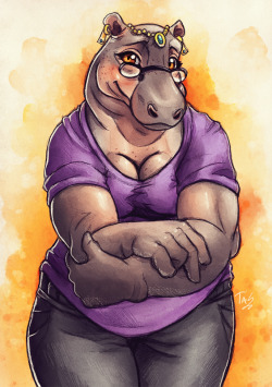 tas-draws:  A cute hippo feeling a bit bashful! 