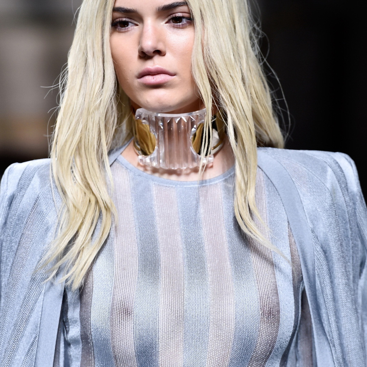 isexycelebrity:  Kendall Jenner in see through top at Balmani Show on Paris Fashion
