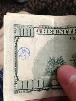 mitunas-choice-rump:  neongenesisevangaylion:  tbch:  neongenesisevangaylion:  why does this dollar bill have a horse stamp  FUN FACT: I found this out while working my many years in retail. I once had a customer who worked for a record label pay me in