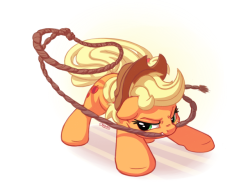 bobdude0: “Git back here you little varmit!” Applejack for convention stickers. I like this one, I think the hoof foreshortening adds a good deal to it. Shame no one ever buys applejack things, she’s a good horse. Anyways, for the handful of Applejack