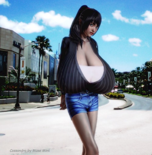 Cassandra - 56-24-36 - by Muse MintAfter two years at the breast expansion Kurabu Club in San Francisco, Cassandra has added 26 inches to her bust line.  To see more intimate images and a gif of Cassandra along with many other models and pictures, go