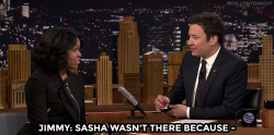 manniefreshhaircut:  caliphorniaqueen:  ibadbitch:  fallontonight:  First Lady Michelle Obama explains why Sasha had to stay in DC during her dad’s final presidential speech.  You can say goodbye later lmaooo  lmfao this woman is a national treasure