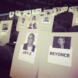 beyonceinfo:  Jay Z and Beyoncé’s seats at the Grammys 2014. airing on Sunday Jan 26