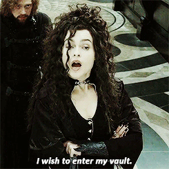 notmysecret:  Helena Bonham Carter as Bellatrix Lestrange; acting as Emma Watson’s Hermione pretending to be Bellatrix..