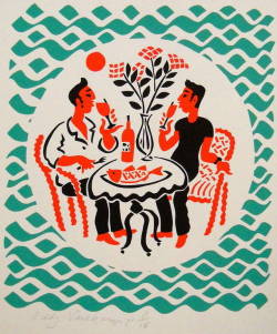 akkar2:  ratatoskryggdrasil:  Eddy Varekamp, Two Men Eating Fish   Eddy Varekamp (b. 1949), Dutch artist.