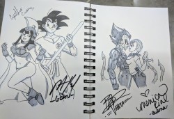 Well, guess I can scratch a couple of things off the bucket list. :)  Peter Kelamis and Cynthia Cranz (Goku/ocean dub and Chichi!)  Brian Drummond and Monica Rial (Vegeta/ocean dub and Bulma!)  And all four loved their gifts! I&rsquo;ll scan these when