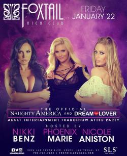 I&rsquo;ll be hosting a PARTY at Foxtail Nightclub for Naughty America with Phoenix and Nicole on January 22. Come one, come all! Call 702-761-7621 for info. by nikkibenz