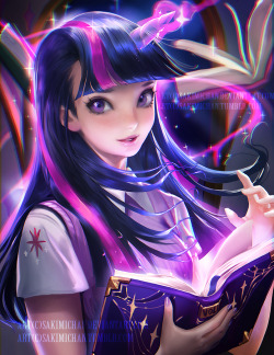 sakimichan:  #‎twilightsparkle‬  ‪#‎MLP‬ series continues ^_^was fun working on her and her highlights heart emoticon High-res JPG, Vid process,PSD ►https://www.patreon.com/posts/3153234