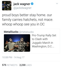 tha–snazzle: garbagefingers:  crookedforhillary: Juggalos are a great example of how disenfranchised white people dont have to turn to racism to feel included or listened to. Like they could just be juggalos and we could all live in peace. this timeline