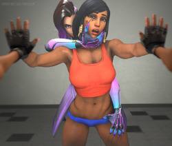 Sombra toying with Pharah