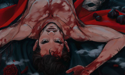 thehorriddevil:  crimsondragonflies:  My bloody Will for @willgrahamcalendar2k17 ~ I was really honored (and nervous lol ) to participate in this project alongside so many amazing artist! Bloody Will is my  favorite Will, so I didn’t  want to miss