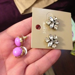 New earrings my sister got me! #earrings #pink #jcrew #love #sister #gift #silver