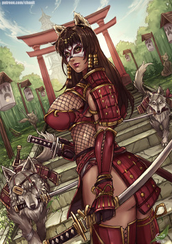 kachimahan: My Project BBD .04 : 犬神の血 [Inugani-chi] Welcome “ Year of Dog” i made this picture in theme Japanese samurai girl who train wolf for assist her in combat :]   support me for more stuff and nsfw version of this picture here :