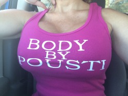 sirandhisfucktoy:  Enjoying my new tank top from my doc. I think they show off my new fun bags nicely. I’m happy to advertise for him after the amazing job he did on me!