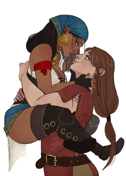 the-orator:  I don’t foresee myself drawing too much DA2 stuff, but I gotta draw Hawke and Isabela AT LEAST once  now kiss kiss fall in love! &gt;:U 