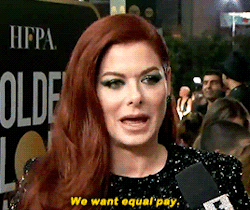 ruinedchildhood:  ruinedchildhood:“We want diversity, we want intersectional gender parity, we want equal pay.”Debra Messing drags E! while being interviewed on E!  
