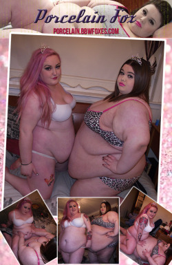 littlemiss-eat-a-lot:porcelainbbw:  PART ONEThis set is a special treat. One of the biggest fantasies lived out, two fat girls together. You really get to see the contrast in our bodies as we get intimately close. What’s better than a SSBBW and BBW