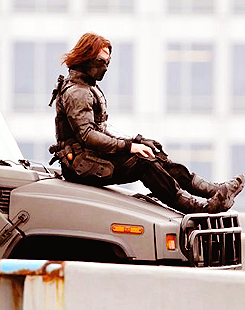 :  Sebastian Stan on set of Captain America: Winter Soldier 