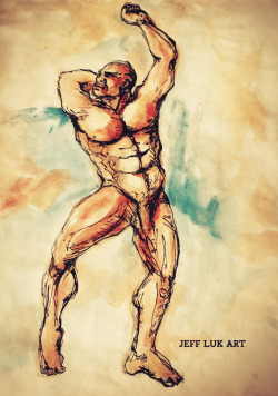 jeffluk:  The man who’s stretching, watercolour