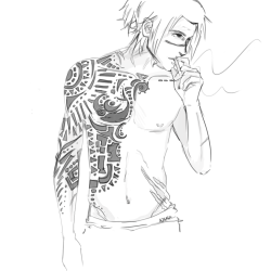 uminos:  i’m back again with a new and improved tattooed iruka and it’s only half as dumb as the last one!!1inspired by this beautiful piece of work thAnk you precious dove for sharing it with me! also i’ve decided to adopt this more angled/boxy