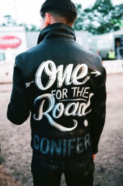 duttihun:One for the Road Hand painted leather jacket for Alex Turner featured in their latest video