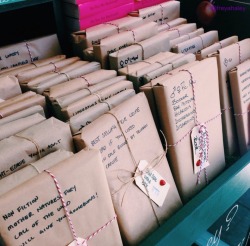 tbhyourecutee:  euoria:  dazily:  I went to this book store and their books were wrapped up in paper with small descriptions so no one would “judge a book by its cover” Instagram: @freyahaley x  Ommg lucky  blind date with a book 