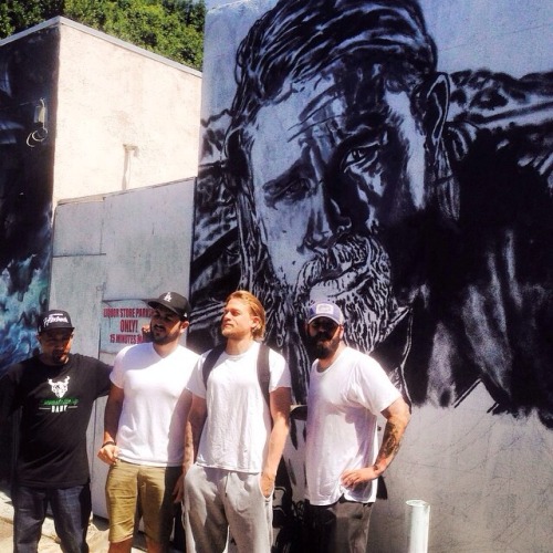 charliehunnamgermany:  never1959:  “A few hours in to the new wall and a surprise guest showed up… Charlie Hunnam aka Jax Teller. Oh yeah he’s also the subject of this mural. Thanks to @ryanmelrose27 and @saesoek for the wall #sonsofanarchy #jaxteller