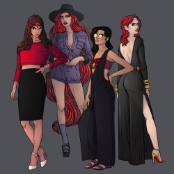chrispandart:  Marvel Fashion serie set of 4 Wanda Maximoff, Medusalith Boltagon, Jessica Drew &amp; Natasha Romanoff 