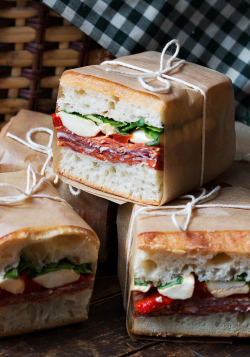lustingfood:   Pressed Italian Picnic Sandwiches  