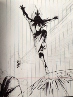 bryankonietzko:  An old sketch for my storyboards of Aang vs. Ozai, circa 2007.