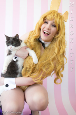 this is my new favorite photo of myself &lt;3 that’s my cat! His name is Obie support me on patreon if you want to!https://patreon.com/mkcos