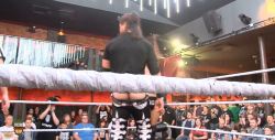 rwfan11:  John Morrison moons another crowd doing a back flip at PCW in Liverpool’s Calm Down, Calm Down event.
