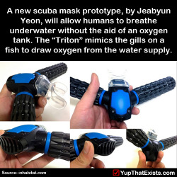 lectronyx:  pretentiousnitwit:  adaahr:  too-cool-for-facebook:  yup-that-exists: A new scuba diving mask prototype, by Jeabyun Yeon, will allow humans to breathe underwater without the aid of an oxygen tank… And thus, we become one step closer to the