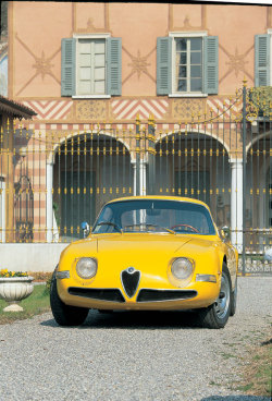vintageclassiccars:  Alfa Romeo Giulietta Gocci, styled by Michelotti - interesting.  Interesting car, very anthropomorphic-cute&hellip;I don&rsquo;t tend to think Giallo &lsquo;Fly&rsquo; is precisely the right color for it - might be gorgeous in silver