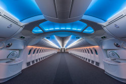 bobbycaputo:    The Inside of an Empty Boeing 787 Dreamliner     Photograph by Patrick Rodwell / Boeing   
