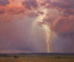 catonhottinroof:  Clyde Aspevig (b. 1951) - Lightning Dance, oil on canvas, 49 x 60 in.   Impressive as fuck