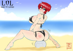 Mae just loves nothing more than gettin’ down to the beach and playing with some balls, just manhandling all dem baaaaaaaallllllsssss P:You like the way her ass looks? Well if you head on over to me Patreon you can see all sorts of things done to that