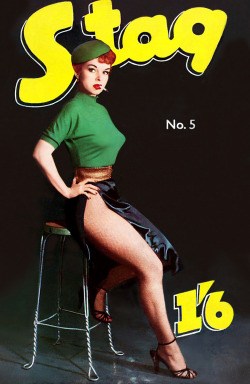 burleskateer:Marcia Edgington appears on cover No. 5 of ‘Stag’ magazine; an International 50’s-era Men’s Digest..