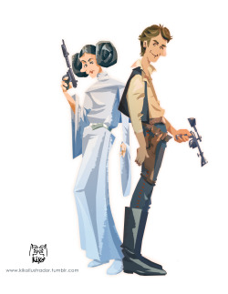 kikoilustrador:  Leia y Han A lo mejor también te mola ver mi versión de Luke y Yoda en Dagobah.Kiko Sánchez, 2014