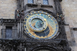 saratheswashbuckler:  Prague’s famous astronomical clock! It tells the position of the moon, sun, and the time.