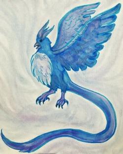 doodlingfoolishness:  Daily doodle 195/365, my favorite legendary bird! Someday you will be mine, Articuno!  Art markers + PanPastel colors 