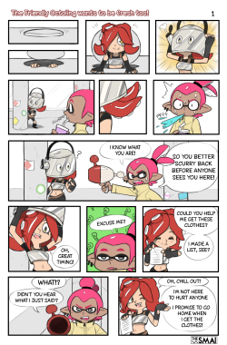 thesmai:  Sooooooooo I’ve been brewing ideas for a little series surrounding a Friendly Octoling! These are very simple sketchy comics as I’ve hardly any experience, but I had tons of fun making this one. Hope I can make another when I get the time