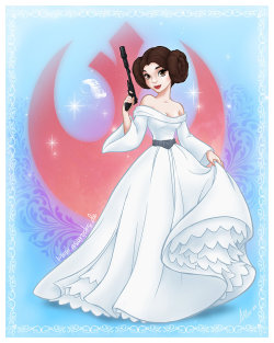 comicbookwomen:  Disney Princess Leia   by bewareitbites  So pretty! :D