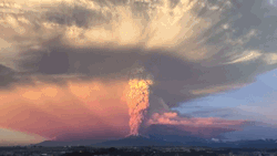 the-gasoline-station:  Chileâ€™s Calbuco Volcano Erupts First eruption in 42 years results in huge ash cloud over mountainous area in south of country Sources: The Guardian / NBC NewsÂ / The Telegraph / reddit /Video GIF: The Gasoline Station 