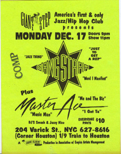 Gang Starr &amp; Masta Ace @ SOB&rsquo;s – December 17, 1990 #FlyerFriday
